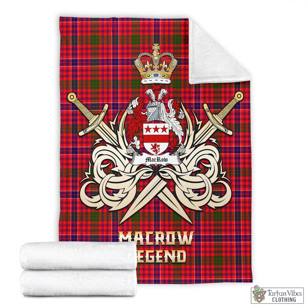 MacRow Tartan Blanket with Clan Crest and the Golden Sword of Courageous Legacy - Tartan Vibes Clothing