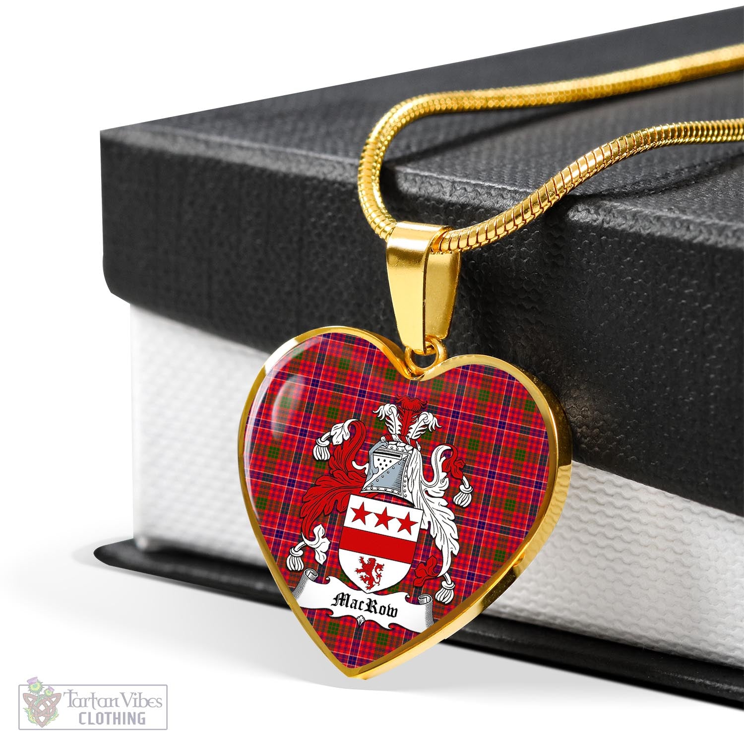MacRow Tartan Heart Necklace with Family Crest - Tartan Vibes Clothing