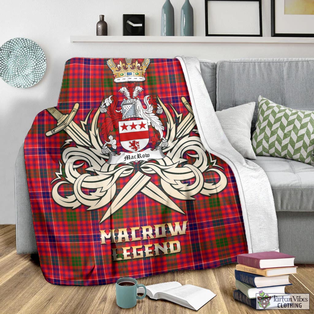 MacRow Tartan Blanket with Clan Crest and the Golden Sword of Courageous Legacy - Tartan Vibes Clothing