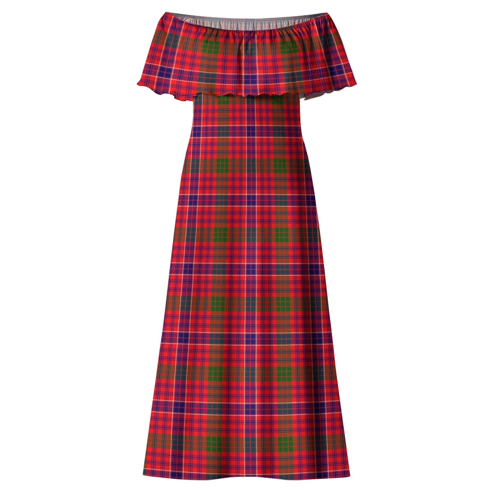MacRow Tartan Off Shoulder Long Dress - Tartan Vibes Clothing
