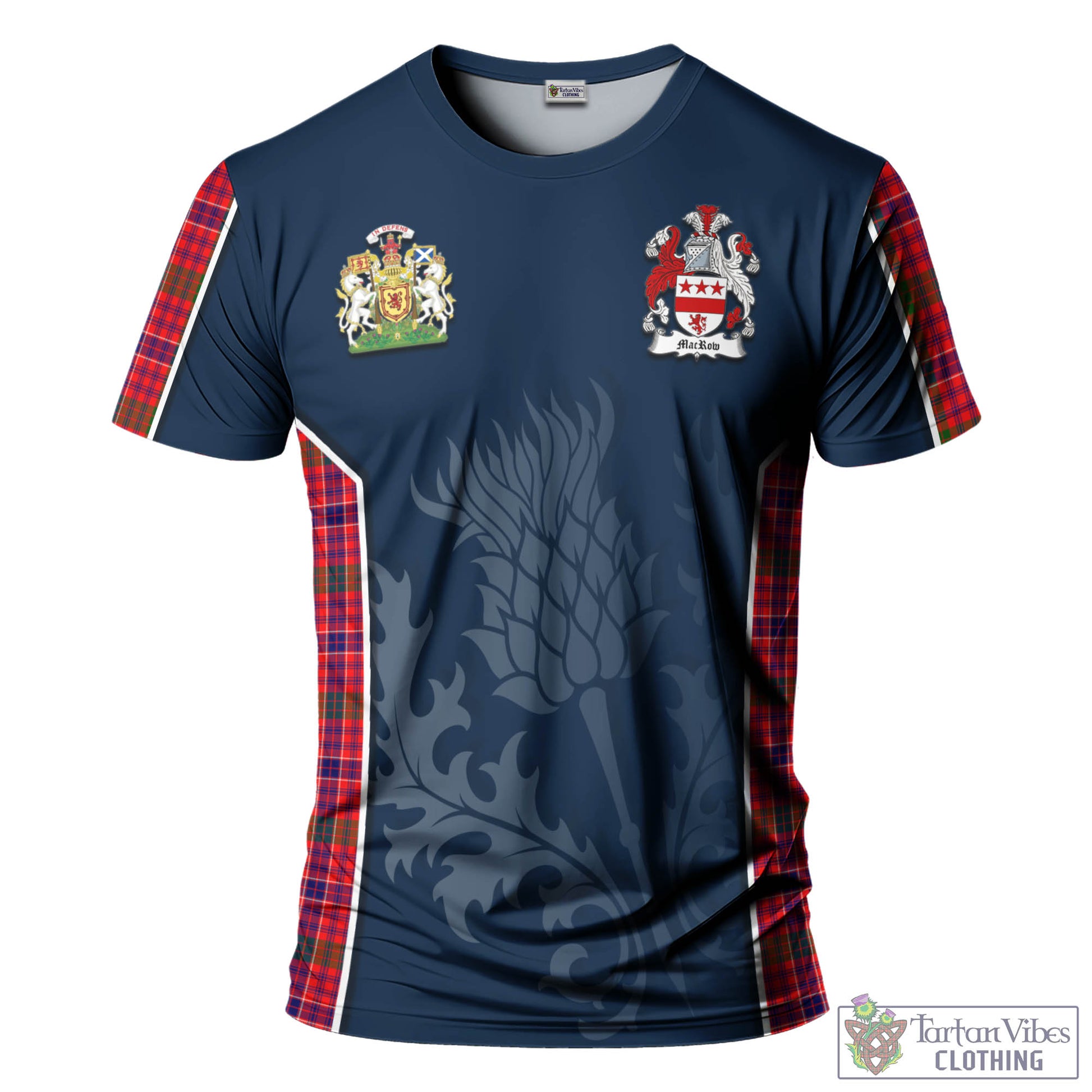 MacRow Tartan T-Shirt with Family Crest and Scottish Thistle Vibes Sport Style - Tartan Vibes Clothing