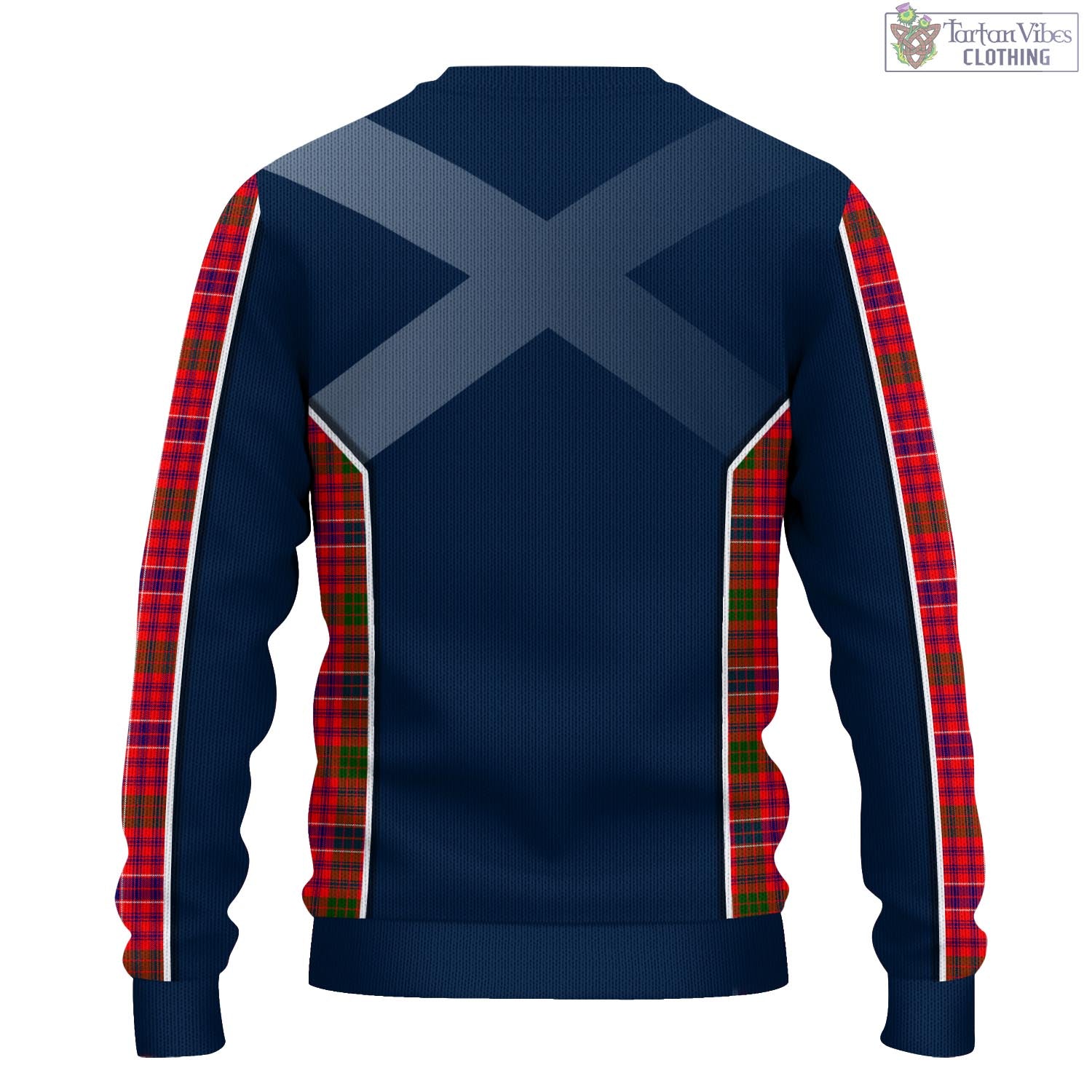 MacRow Tartan Knitted Sweatshirt with Family Crest and Scottish Thistle Vibes Sport Style - Tartan Vibes Clothing