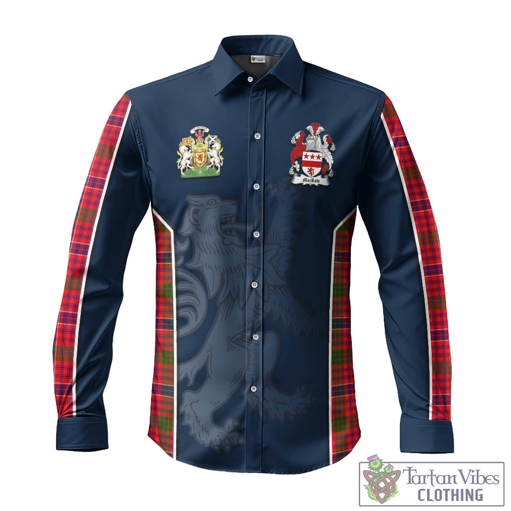 Tartan Vibes Clothing MacRow Tartan Long Sleeve Button Up Shirt with Family Crest and Lion Rampant Vibes Sport Style