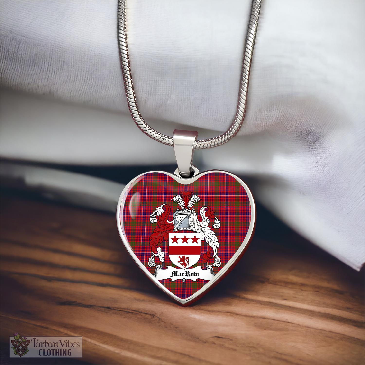 MacRow Tartan Heart Necklace with Family Crest - Tartan Vibes Clothing