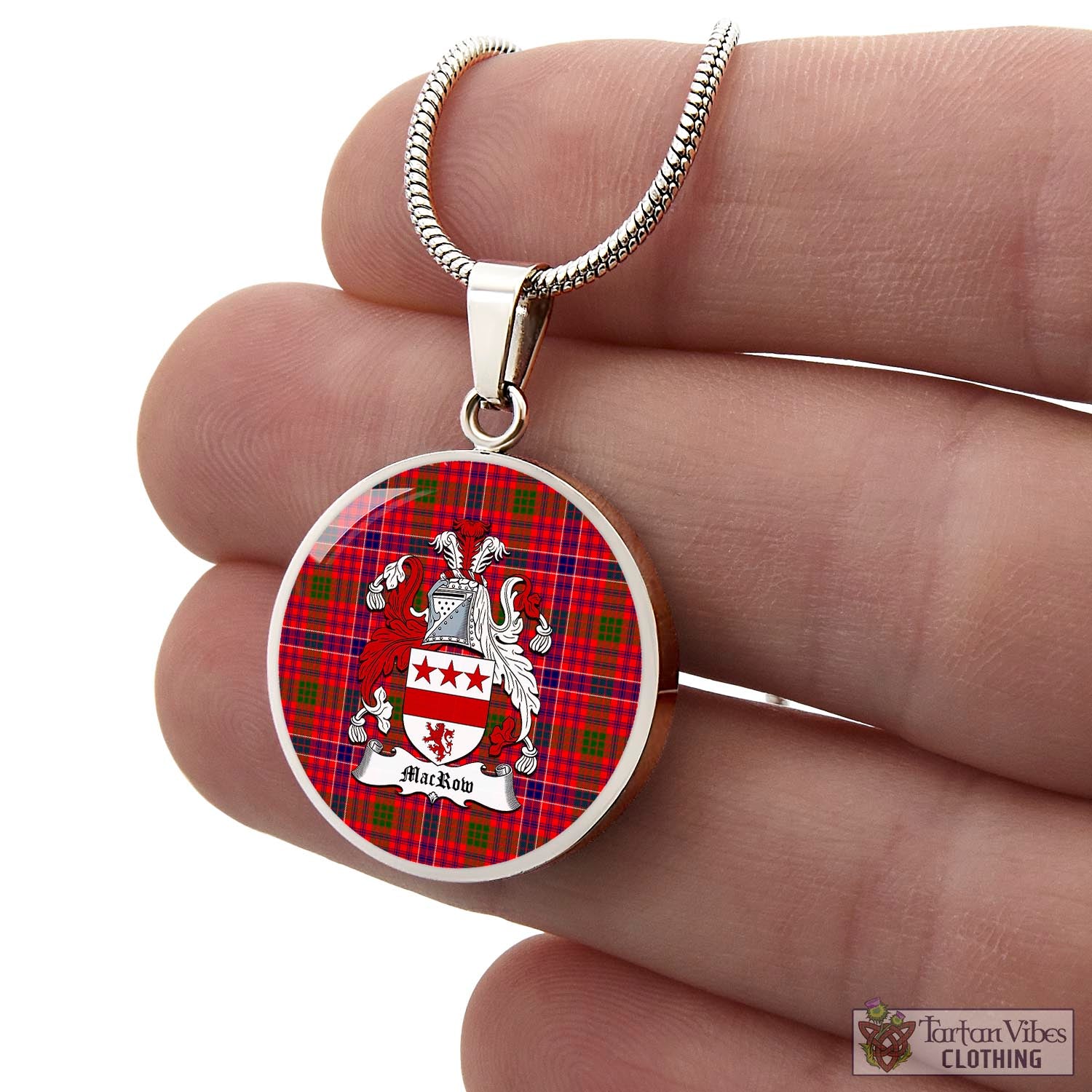 Tartan Vibes Clothing MacRow Tartan Circle Necklace with Family Crest