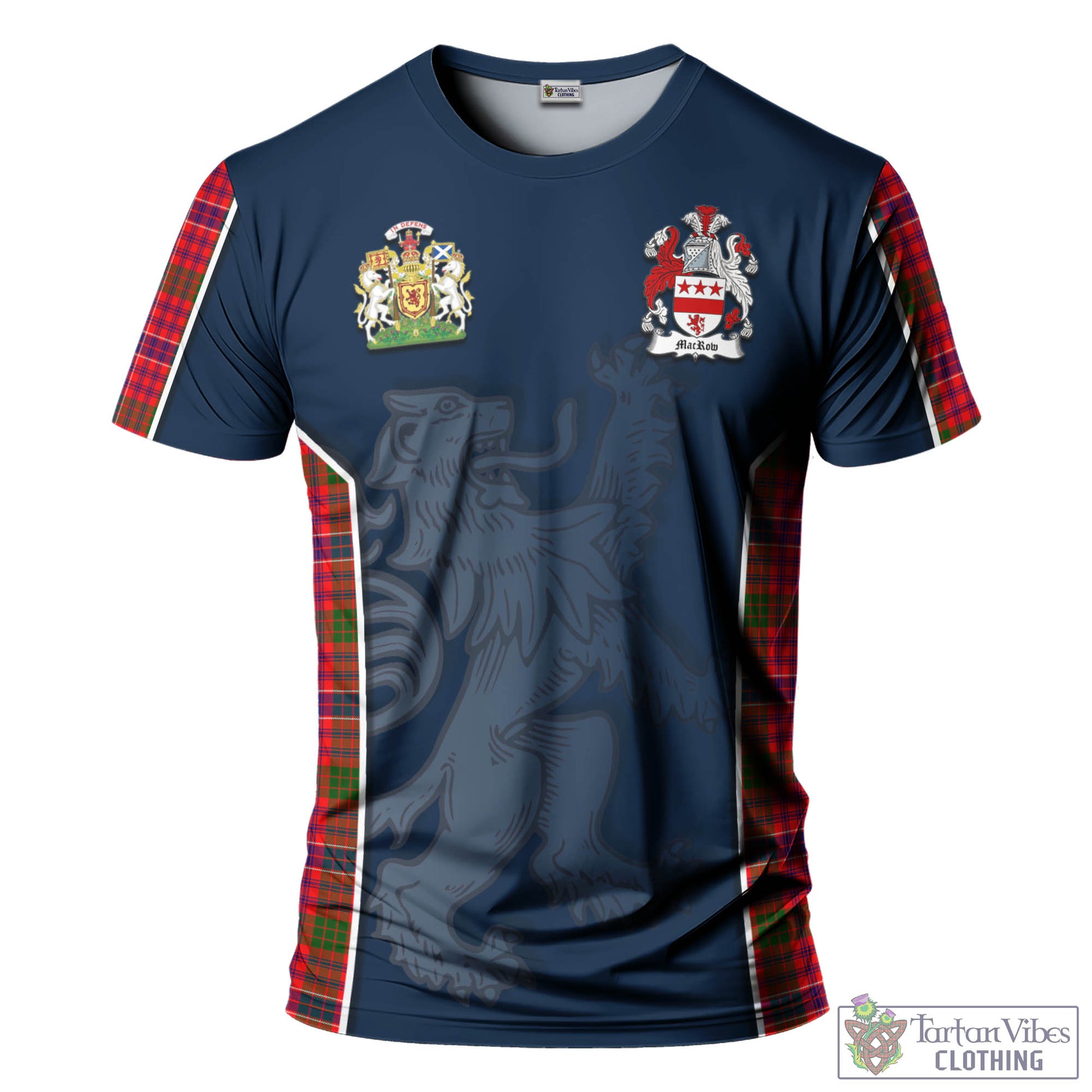 Tartan Vibes Clothing MacRow Tartan T-Shirt with Family Crest and Lion Rampant Vibes Sport Style