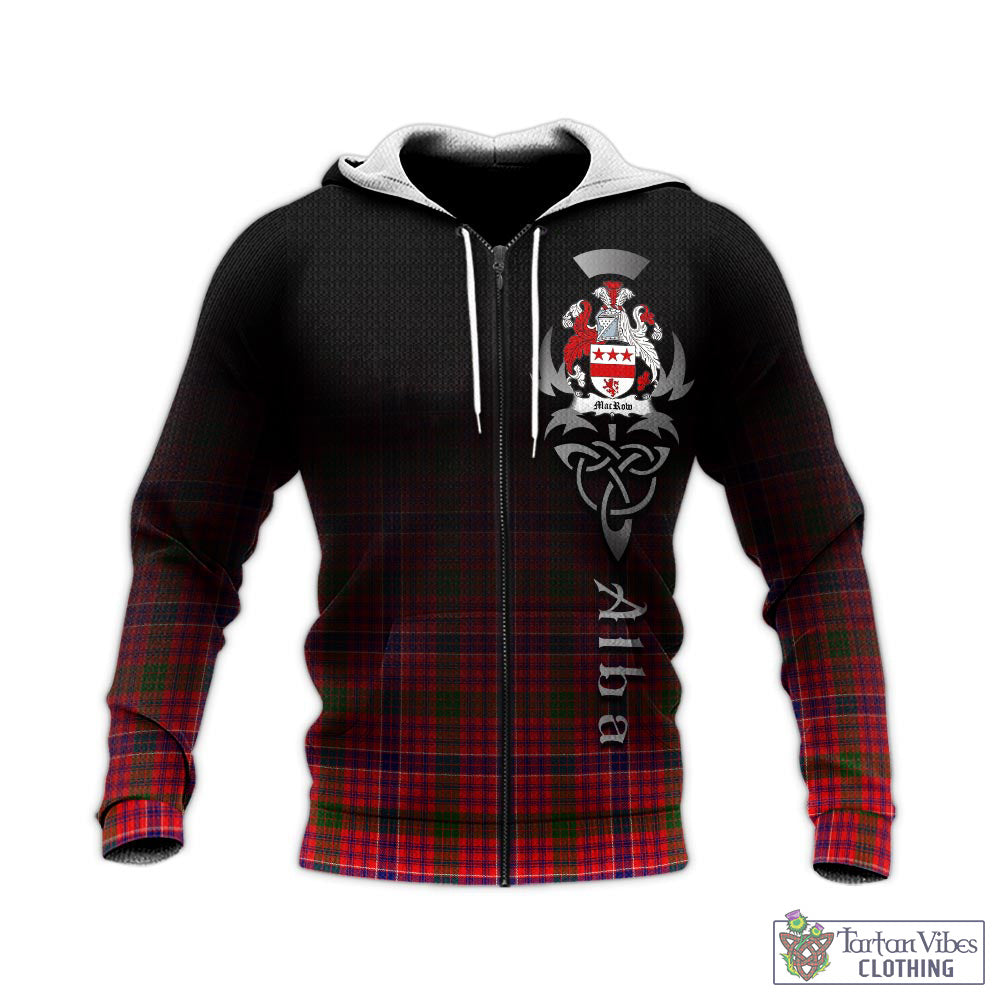 MacRow Tartan Knitted Hoodie Featuring Alba Gu Brath Family Crest Celtic Inspired - Tartan Vibes Clothing