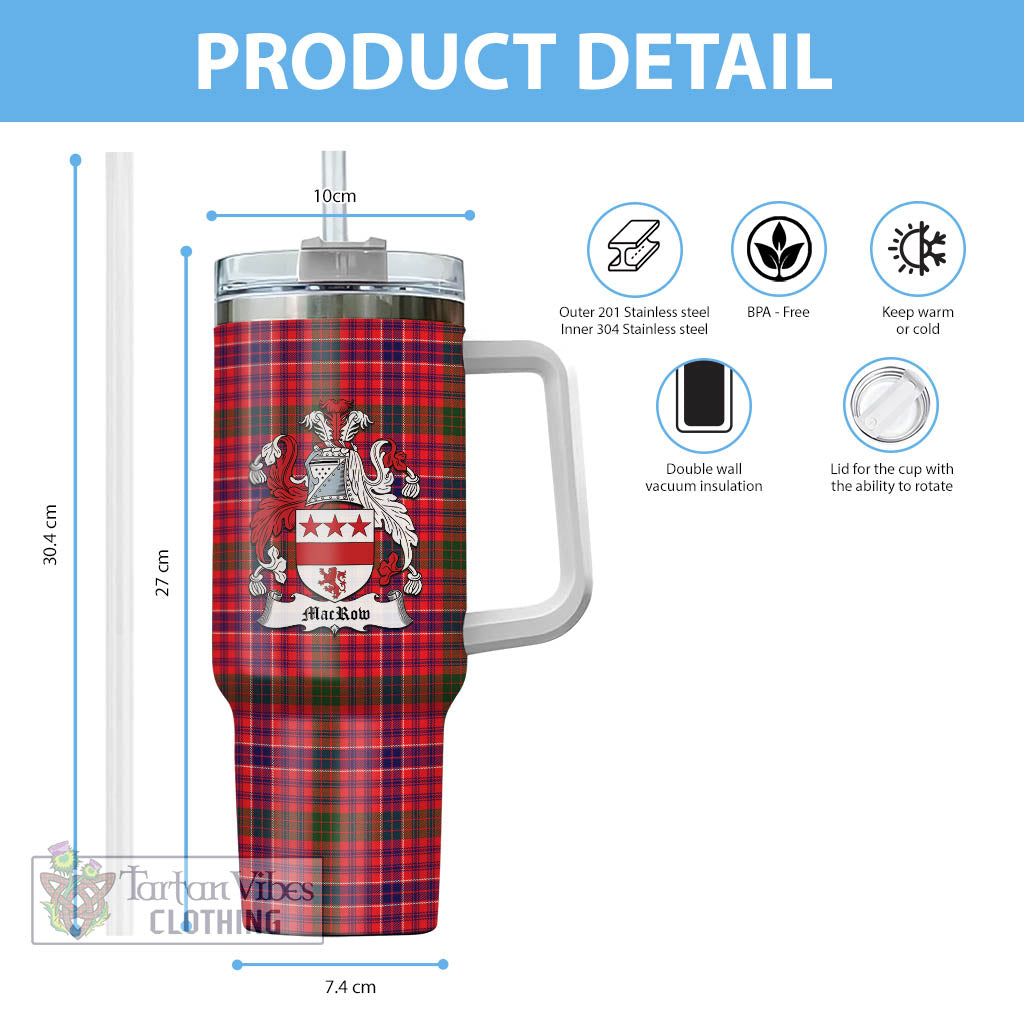 Tartan Vibes Clothing MacRow Tartan and Family Crest Tumbler with Handle