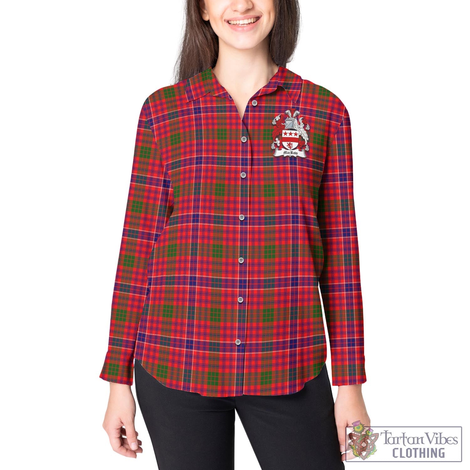 MacRow Tartan Women's Casual Shirt with Family Crest - Tartan Vibes Clothing