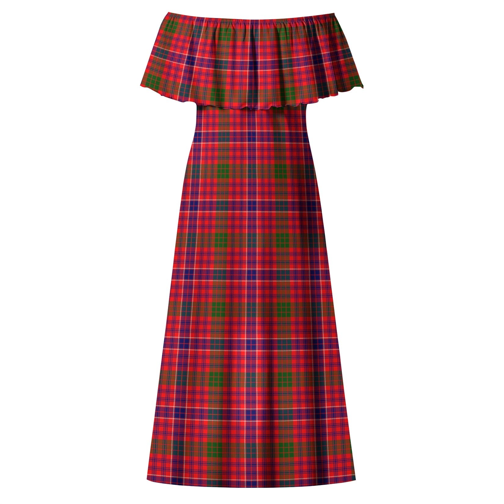 MacRow Tartan Off Shoulder Long Dress - Tartan Vibes Clothing