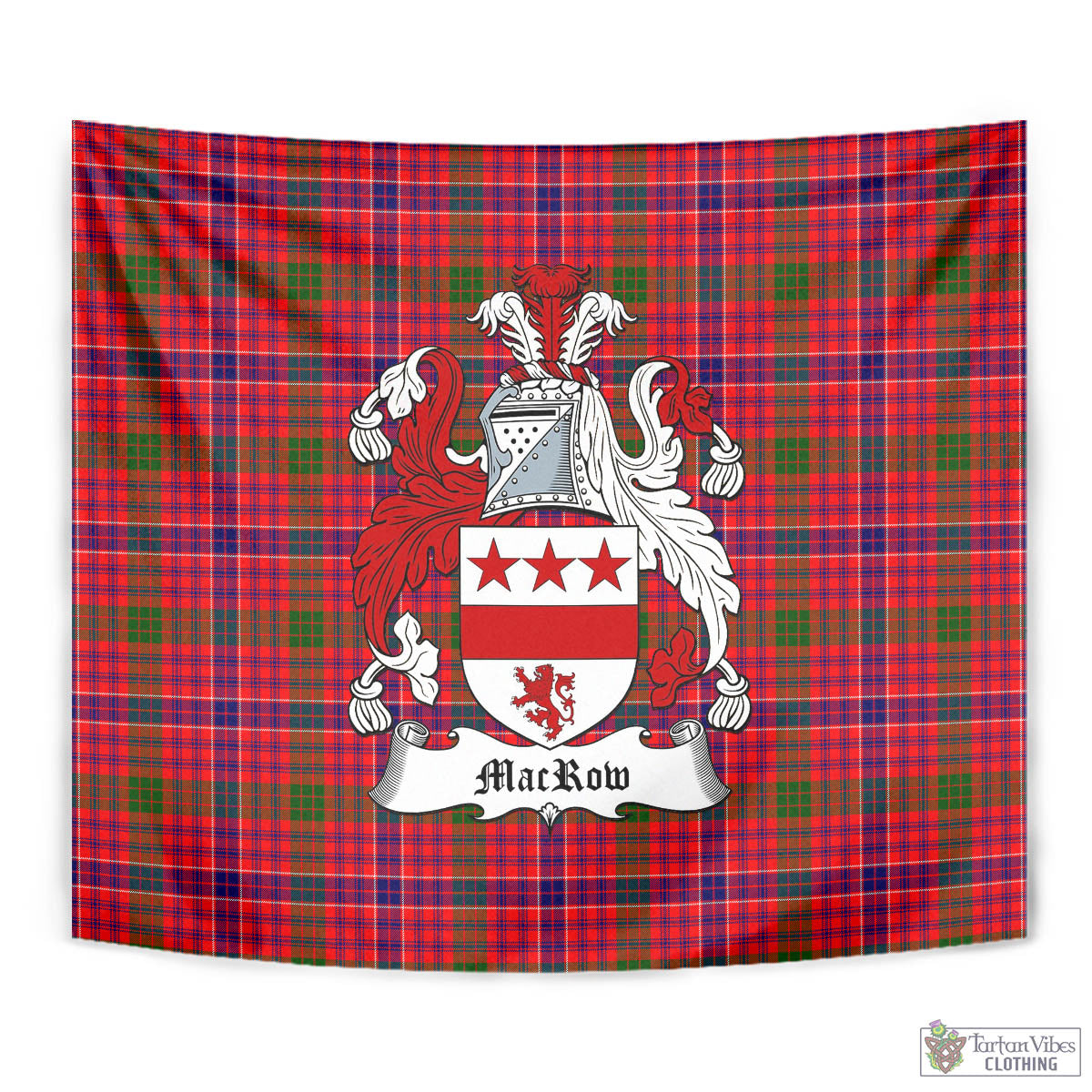 Tartan Vibes Clothing MacRow Tartan Tapestry Wall Hanging and Home Decor for Room with Family Crest