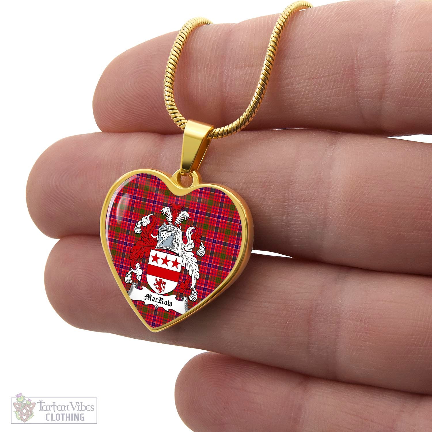 MacRow Tartan Heart Necklace with Family Crest - Tartan Vibes Clothing