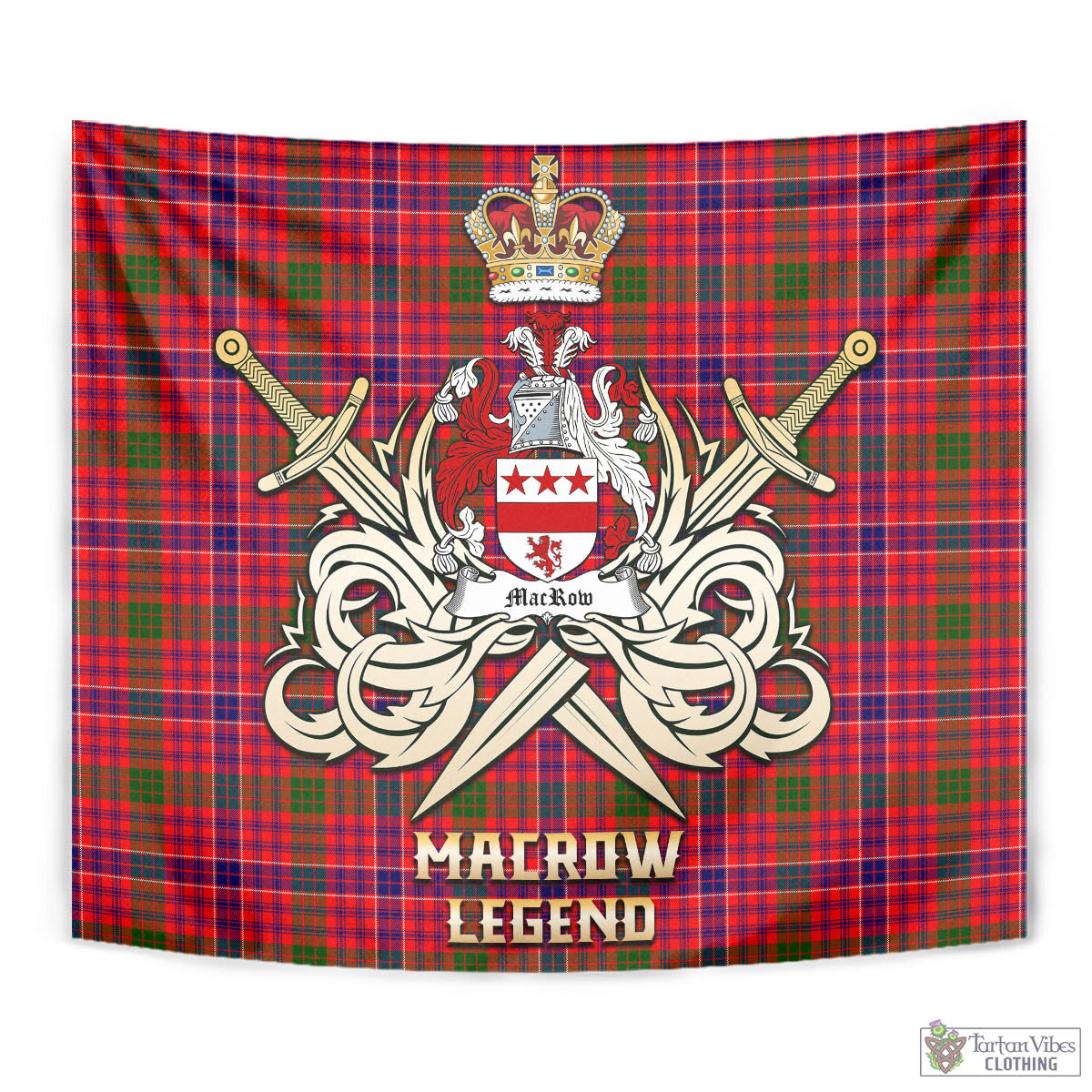 MacRow Tartan Tapestry with Clan Crest and the Golden Sword of Courageous Legacy - Tartan Vibes Clothing