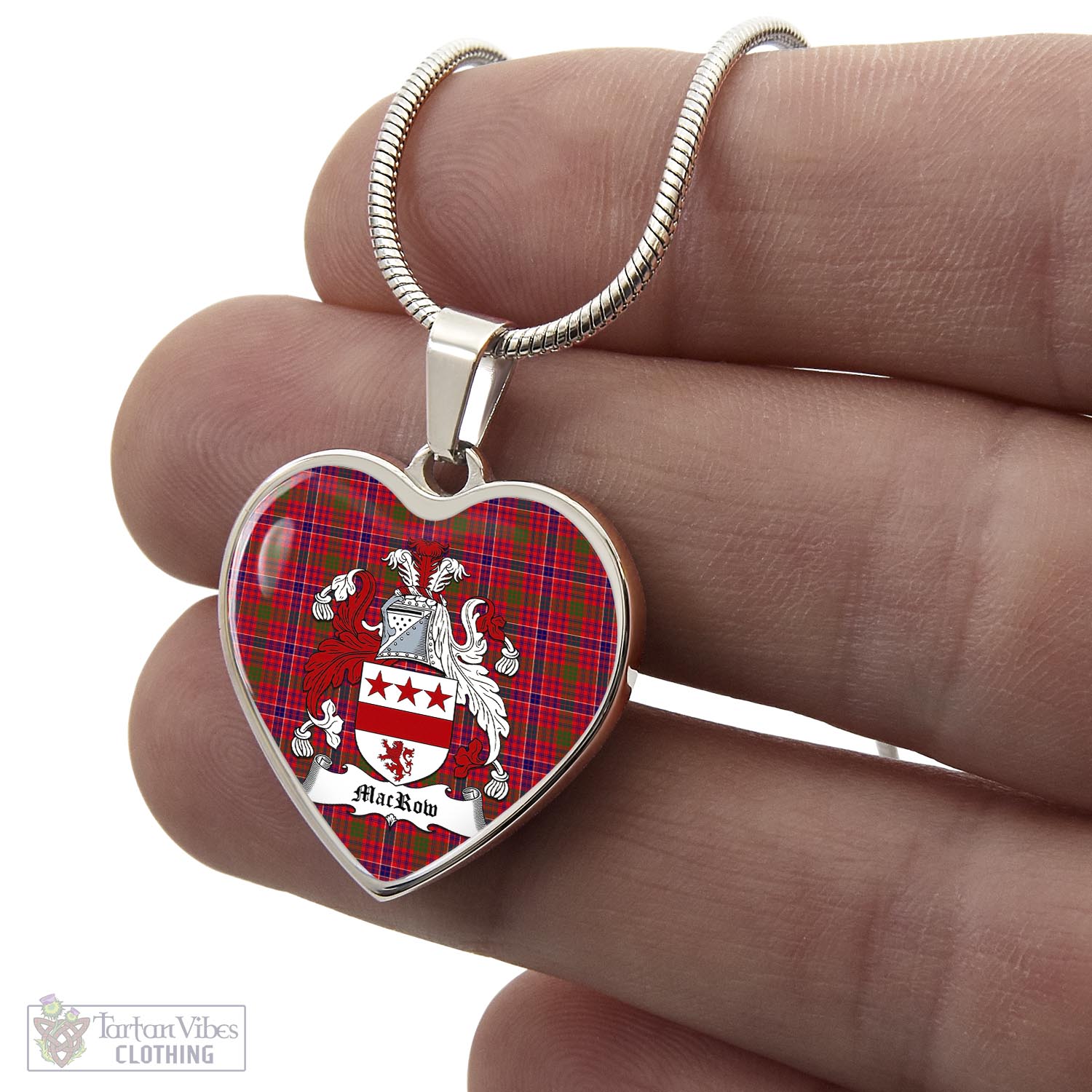 MacRow Tartan Heart Necklace with Family Crest - Tartan Vibes Clothing