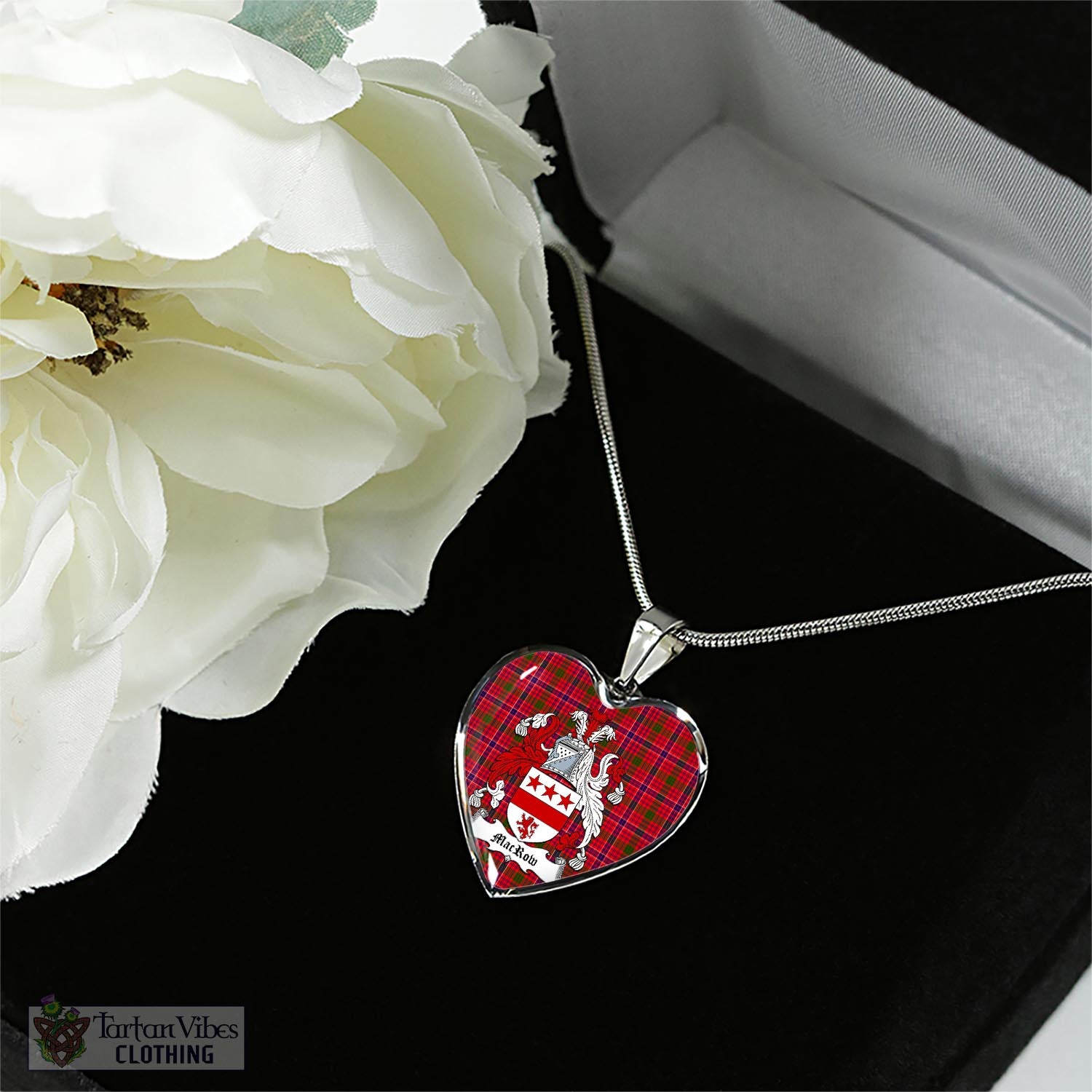 MacRow Tartan Heart Necklace with Family Crest - Tartan Vibes Clothing