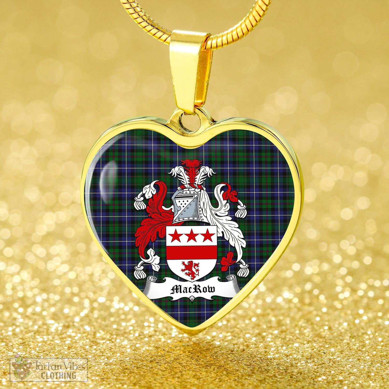 MacRow Hunting Tartan Heart Necklace with Family Crest - Tartan Vibes Clothing