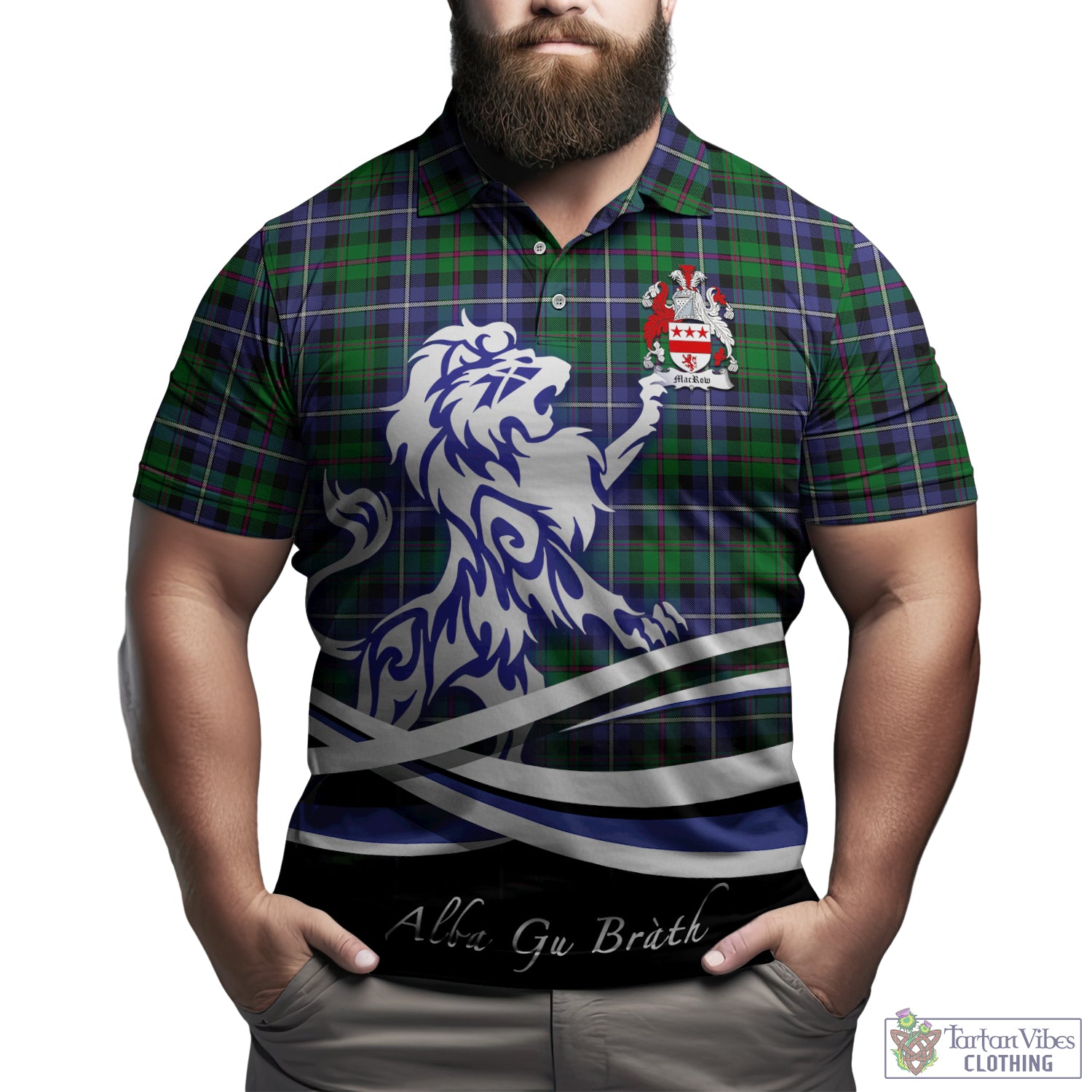 MacRow Hunting Tartan Polo Shirt with Alba Gu Brath Regal Lion Emblem Kid - Tartan Vibes Clothing