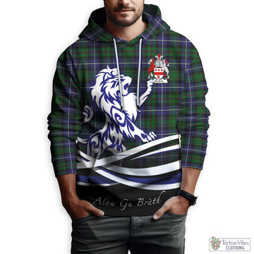 MacRow Hunting Tartan Hoodie with Alba Gu Brath Regal Lion Emblem Zip Hoodie - Tartan Vibes Clothing