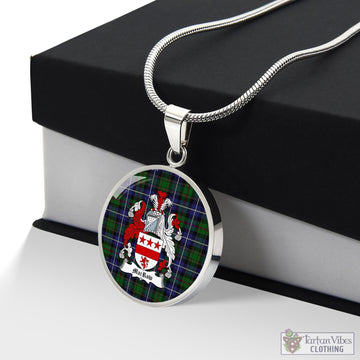 MacRow Hunting Tartan Circle Necklace with Family Crest Luxury Necklace (Silver) No - Tartan Vibes Clothing