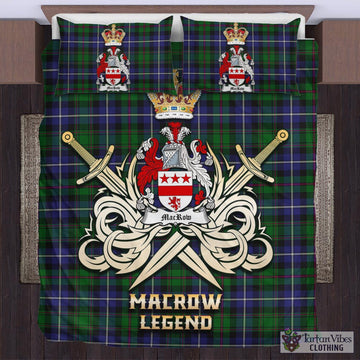 MacRow Hunting Tartan Bedding Set with Clan Crest and the Golden Sword of Courageous Legacy