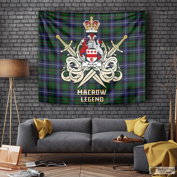 MacRow Hunting Tartan Tapestry with Clan Crest and the Golden Sword of Courageous Legacy Tapestry - Tartan Vibes Clothing