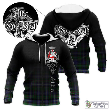MacRow Hunting Tartan Knitted Hoodie Featuring Alba Gu Brath Family Crest Celtic Inspired Unisex - Tartan Vibes Clothing