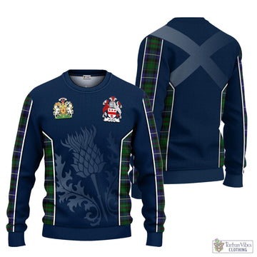 MacRow Hunting Tartan Knitted Sweatshirt with Family Crest and Scottish Thistle Vibes Sport Style Unisex - Tartan Vibes Clothing