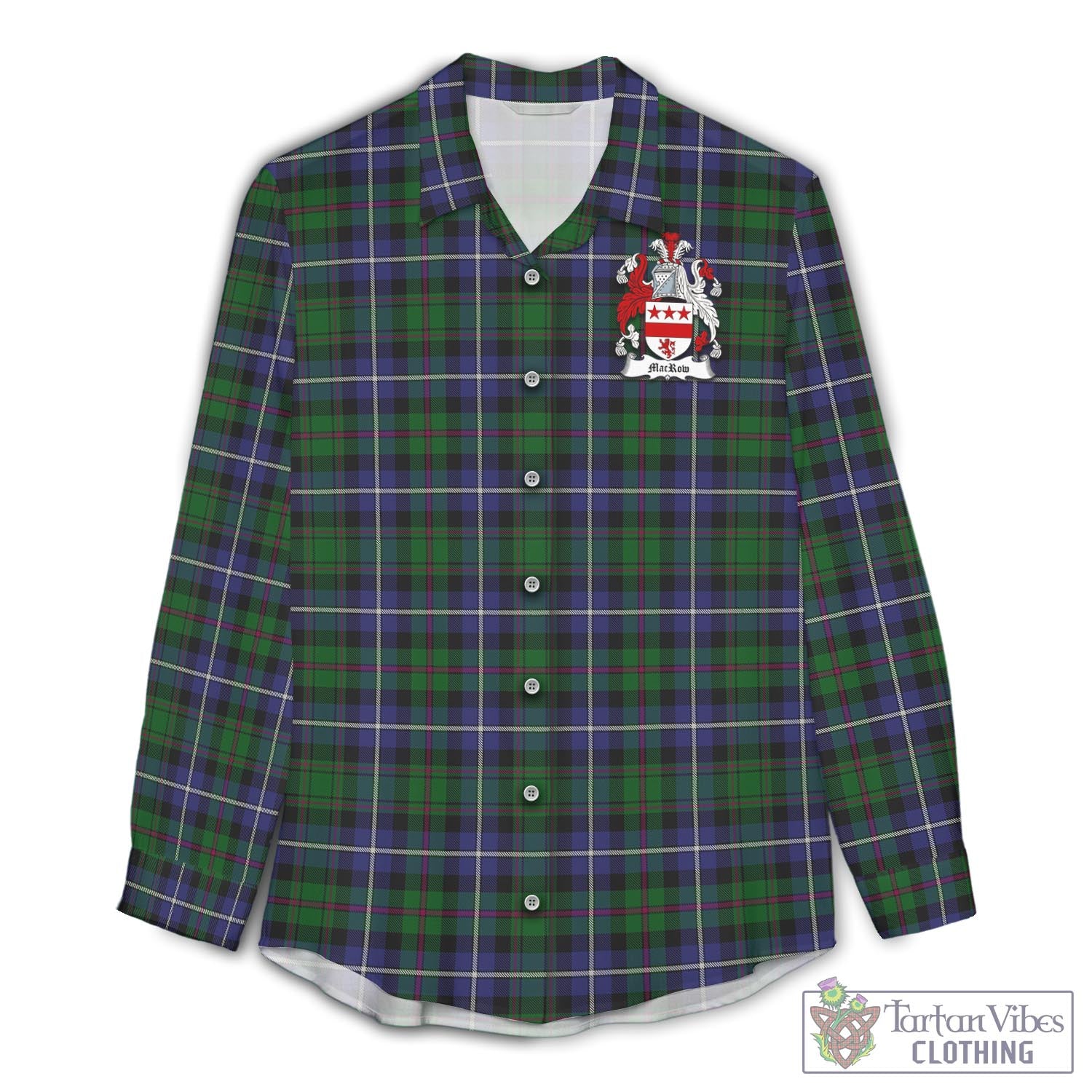 MacRow Hunting Tartan Women's Casual Shirt with Family Crest Female - Tartan Vibes Clothing