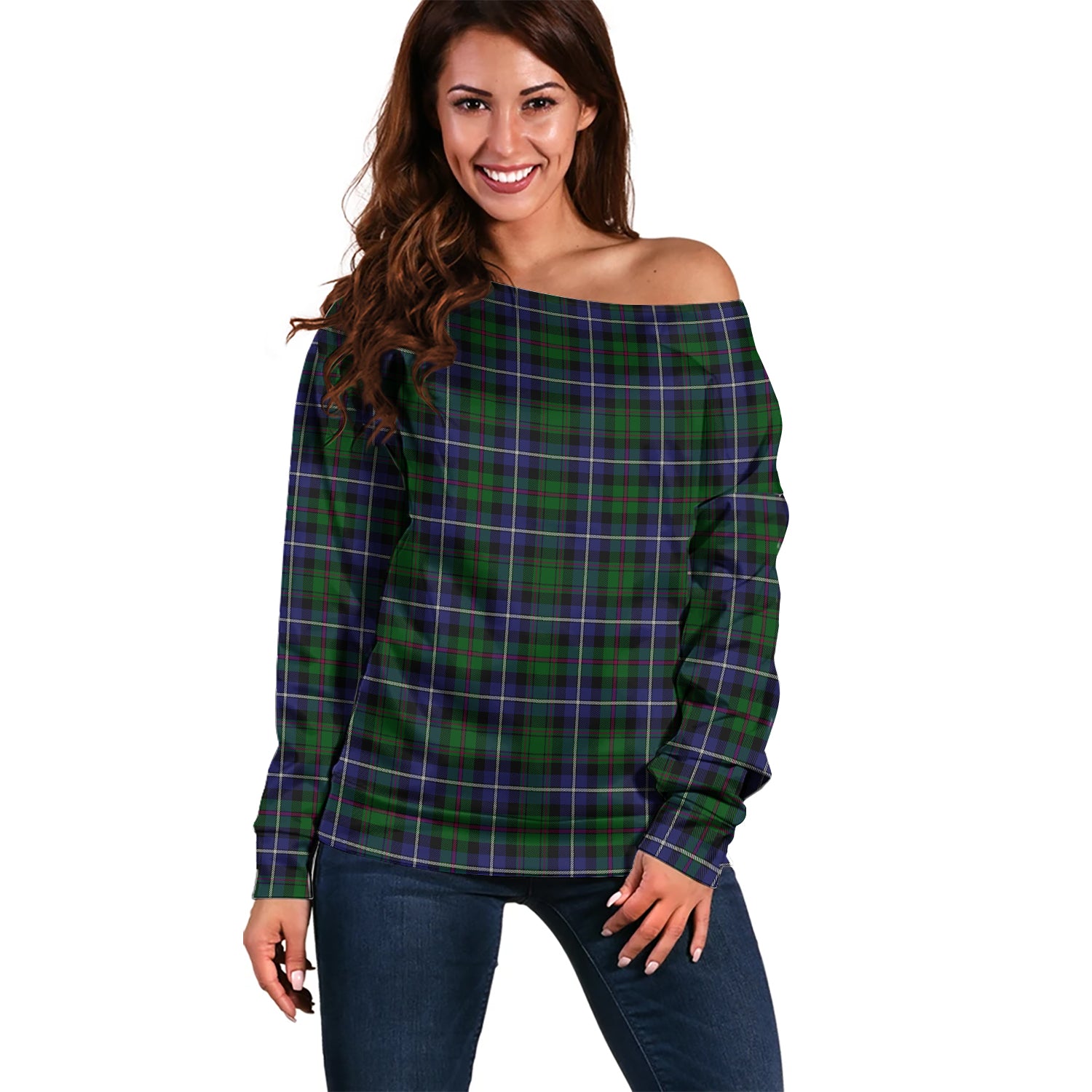 MacRow Hunting Tartan Off Shoulder Women Sweater Women - Tartan Vibes Clothing