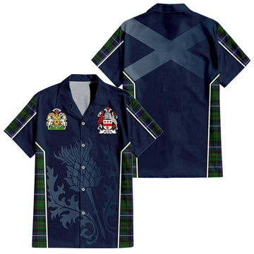 MacRow Hunting Tartan Hawaiian Shirt with Family Crest and Scottish Thistle Vibes Sport Style Kid - Tartan Vibes Clothing