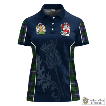 MacRow Hunting Tartan Women's Polo Shirt with Family Crest and Scottish Thistle Vibes Sport Style - Tartan Vibes Clothing