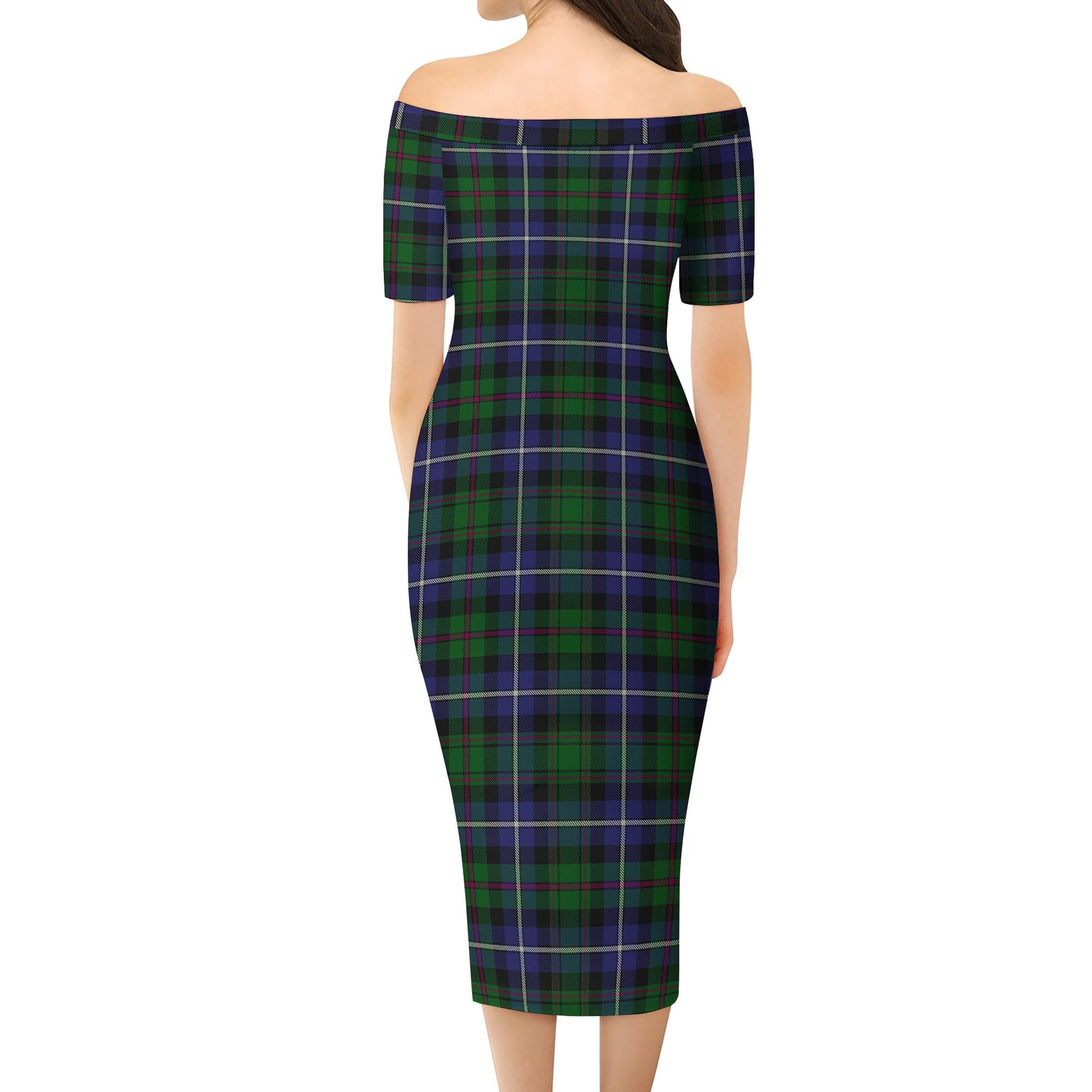 MacRow Hunting Tartan Off Shoulder Lady Dress - Tartan Vibes Clothing