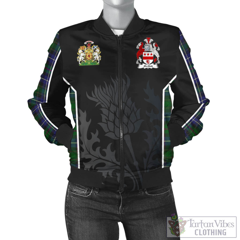 MacRow Hunting Tartan Bomber Jacket with Family Crest and Scottish Thistle Vibes Sport Style - Tartan Vibes Clothing