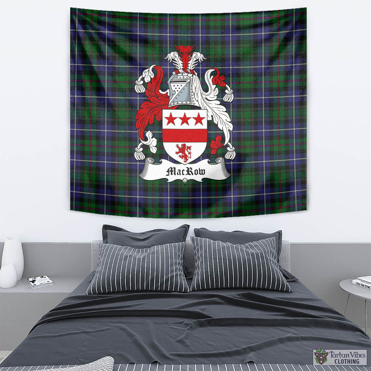 MacRow Hunting Tartan Tapestry Wall Hanging and Home Decor for Room with Family Crest - Tartan Vibes Clothing