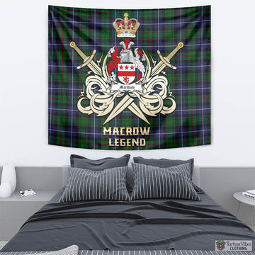 MacRow Hunting Tartan Tapestry with Clan Crest and the Golden Sword of Courageous Legacy - Tartan Vibes Clothing