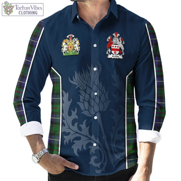 MacRow Hunting Tartan Long Sleeve Button Up Shirt with Family Crest and Scottish Thistle Vibes Sport Style - Tartan Vibes Clothing