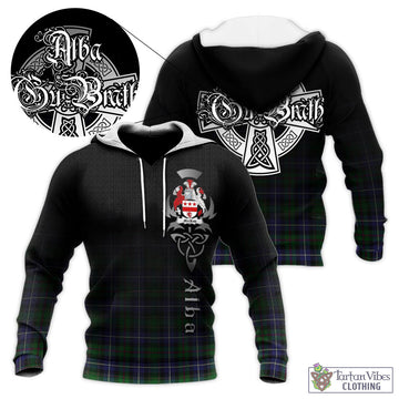 MacRow Hunting Tartan Knitted Hoodie Featuring Alba Gu Brath Family Crest Celtic Inspired - Tartan Vibes Clothing