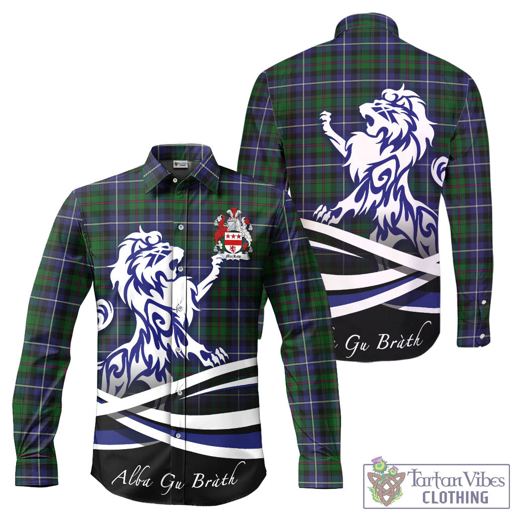 MacRow Hunting Tartan Long Sleeve Button Up Shirt with Alba Gu Brath Regal Lion Emblem - Tartan Vibes Clothing