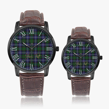 MacRow Hunting Tartan Personalized Your Text Leather Trap Quartz Watch - Tartan Vibes Clothing