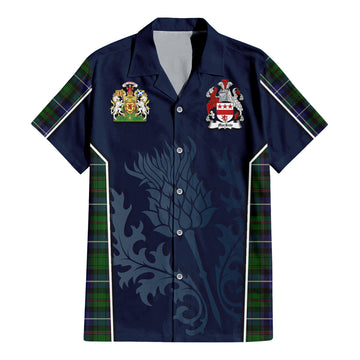 MacRow Hunting Tartan Hawaiian Shirt with Family Crest and Scottish Thistle Vibes Sport Style - Tartan Vibes Clothing