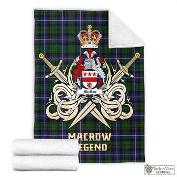 MacRow Hunting Tartan Blanket with Clan Crest and the Golden Sword of Courageous Legacy - Tartan Vibes Clothing