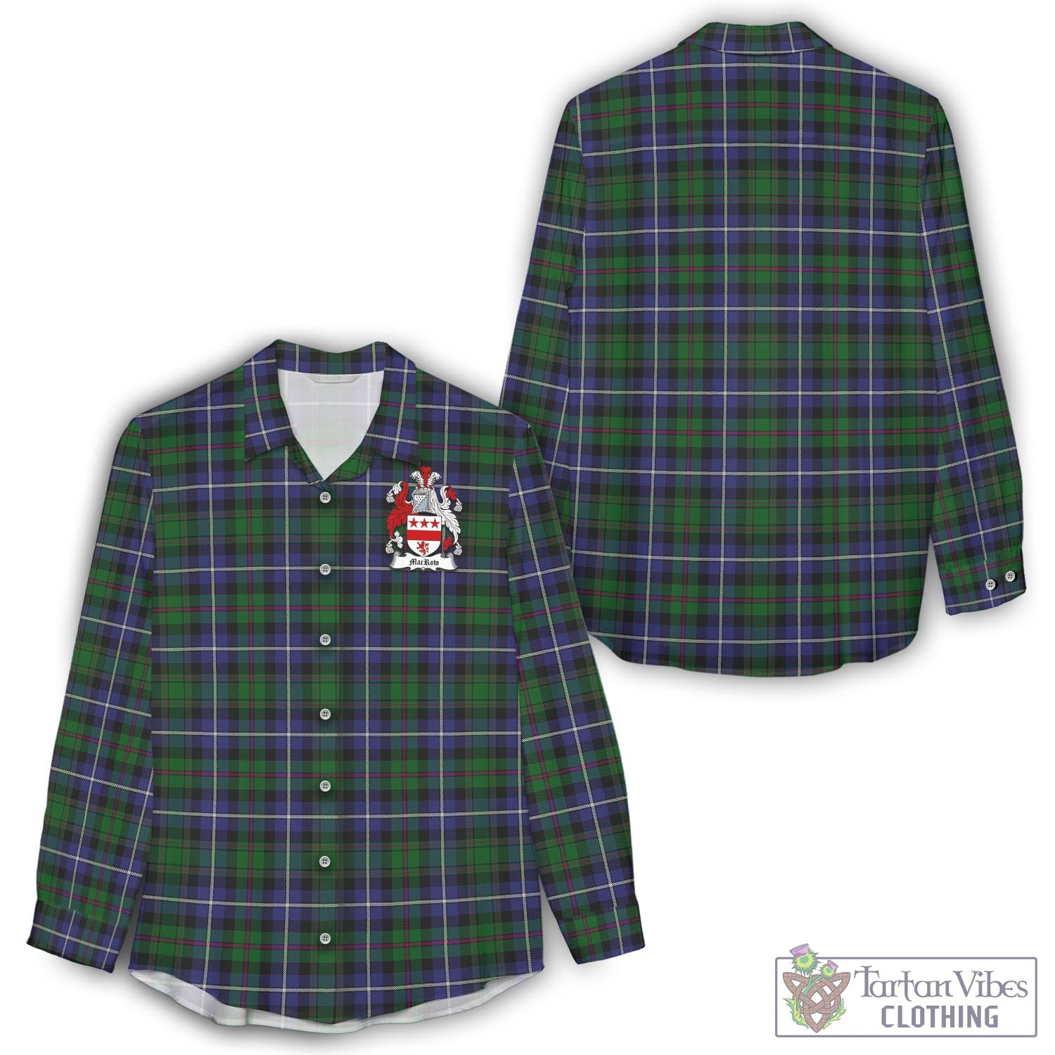 MacRow Hunting Tartan Women's Casual Shirt with Family Crest - Tartan Vibes Clothing