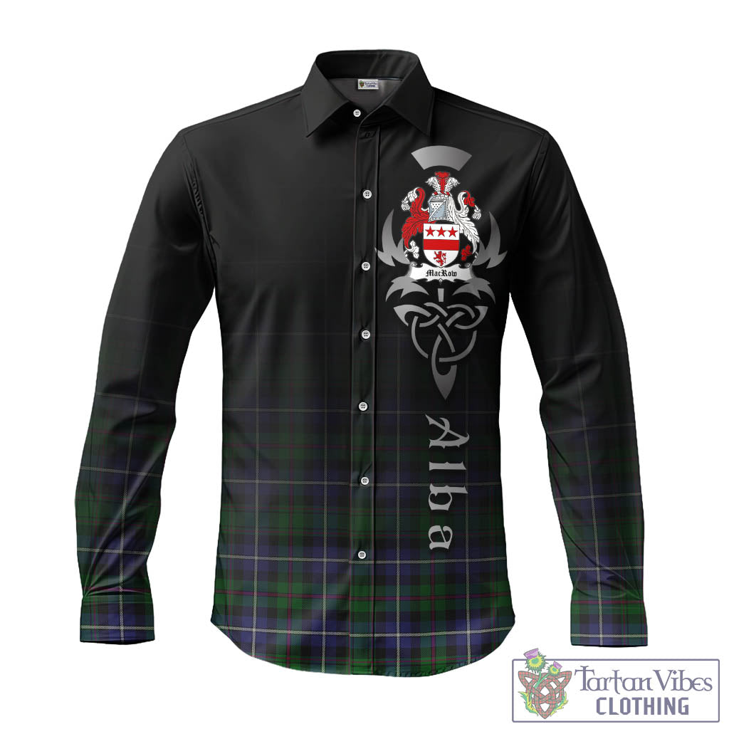 MacRow Hunting Tartan Long Sleeve Button Up Featuring Alba Gu Brath Family Crest Celtic Inspired - Tartan Vibes Clothing