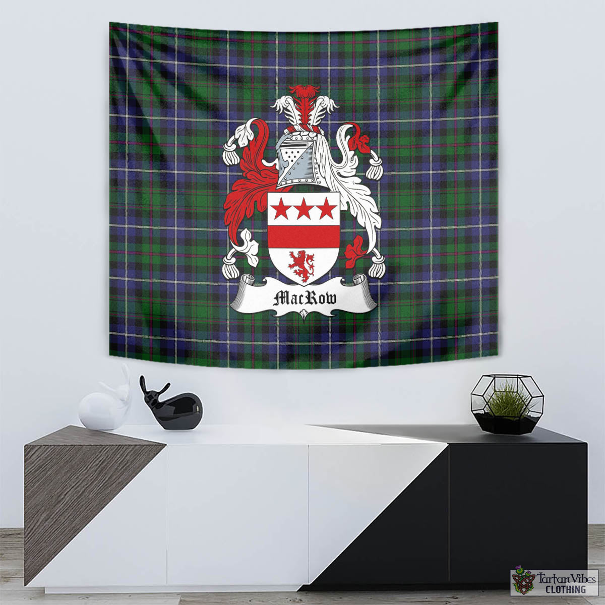 MacRow Hunting Tartan Tapestry Wall Hanging and Home Decor for Room with Family Crest - Tartan Vibes Clothing