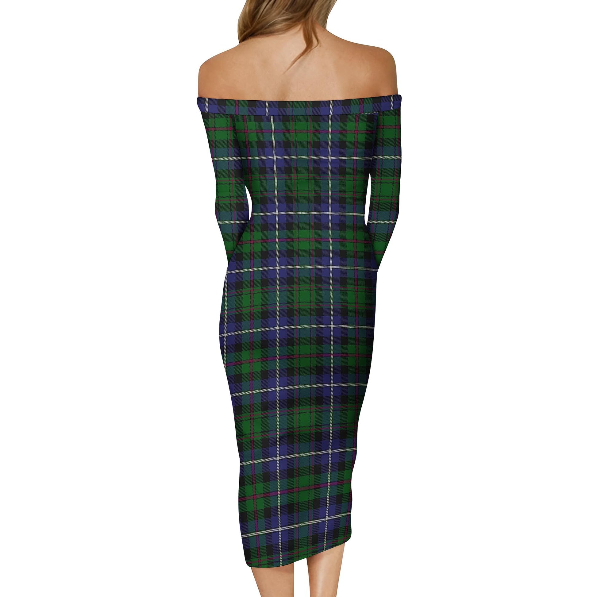 MacRow Hunting Tartan Off Shoulder Lady Dress - Tartan Vibes Clothing