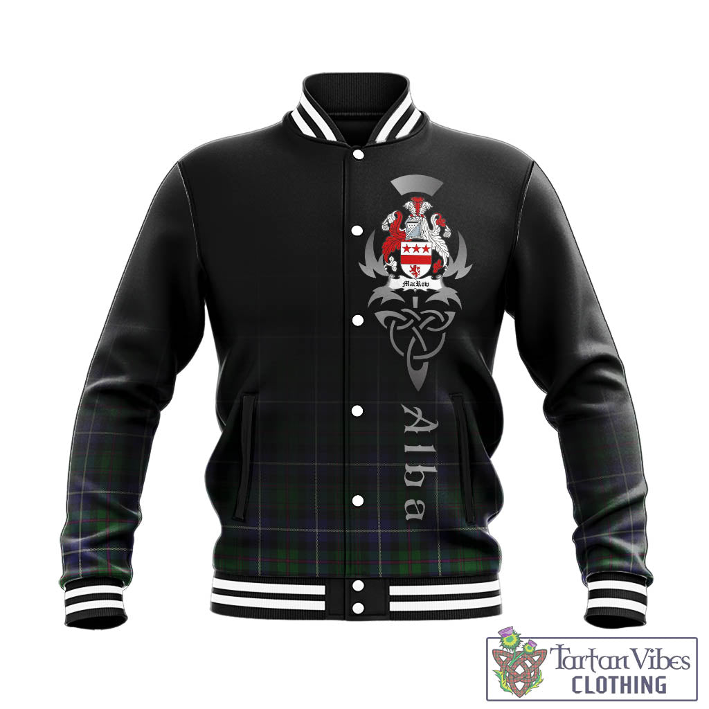 MacRow Hunting Tartan Baseball Jacket Featuring Alba Gu Brath Family Crest Celtic Inspired - Tartan Vibes Clothing