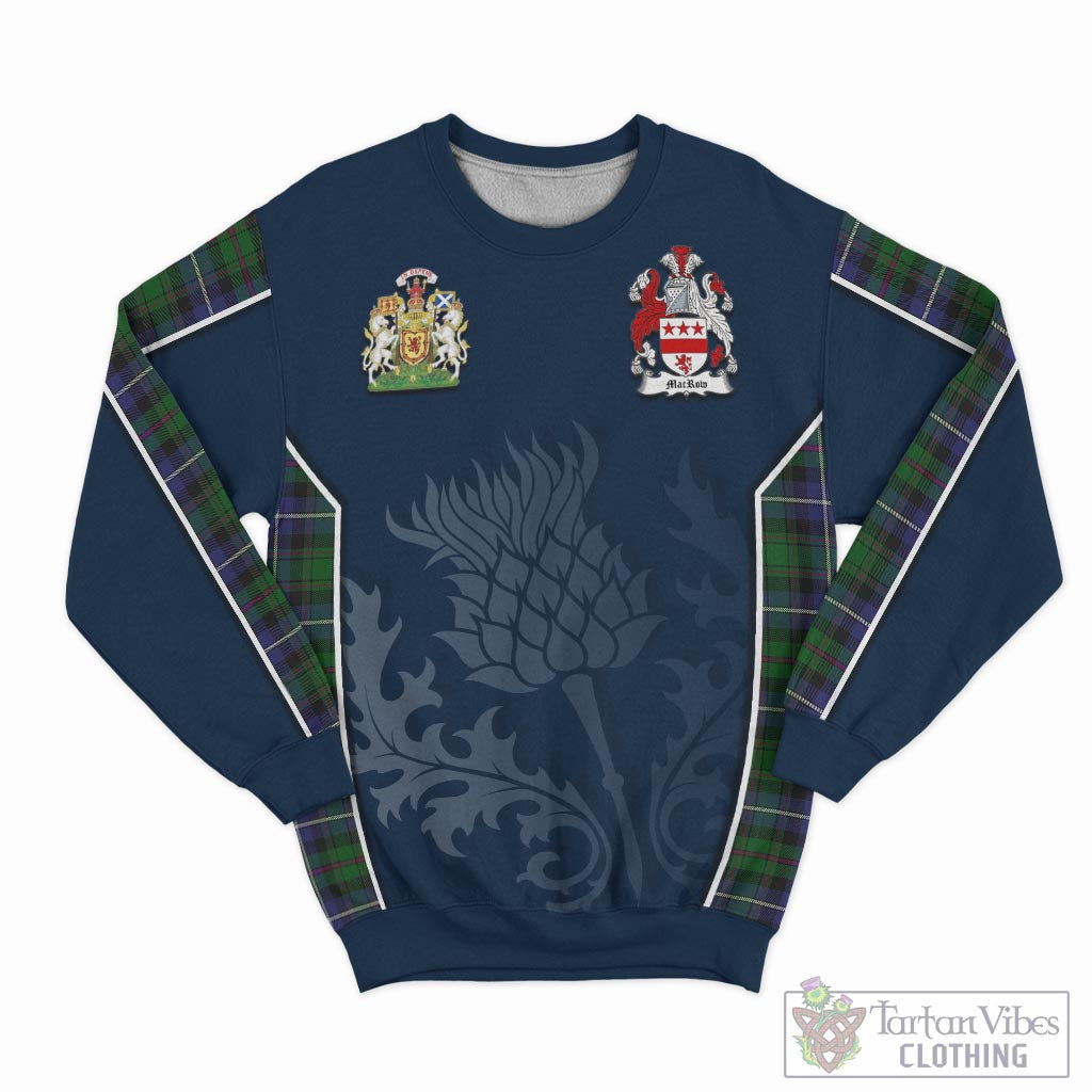 MacRow Hunting Tartan Sweatshirt with Family Crest and Scottish Thistle Vibes Sport Style - Tartan Vibes Clothing