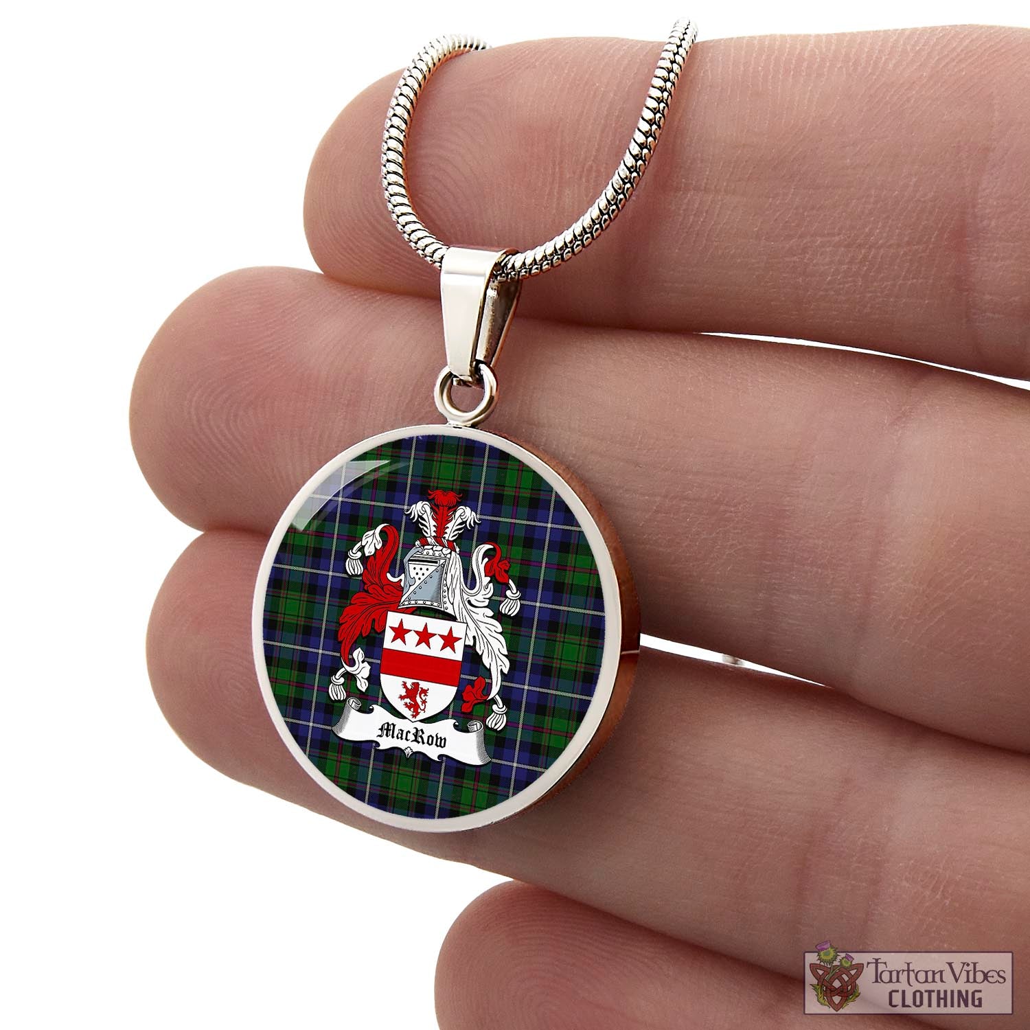 MacRow Hunting Tartan Circle Necklace with Family Crest - Tartan Vibes Clothing