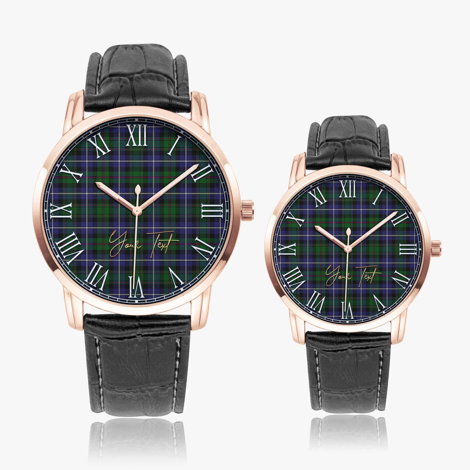 MacRow Hunting Tartan Personalized Your Text Leather Trap Quartz Watch - Tartan Vibes Clothing