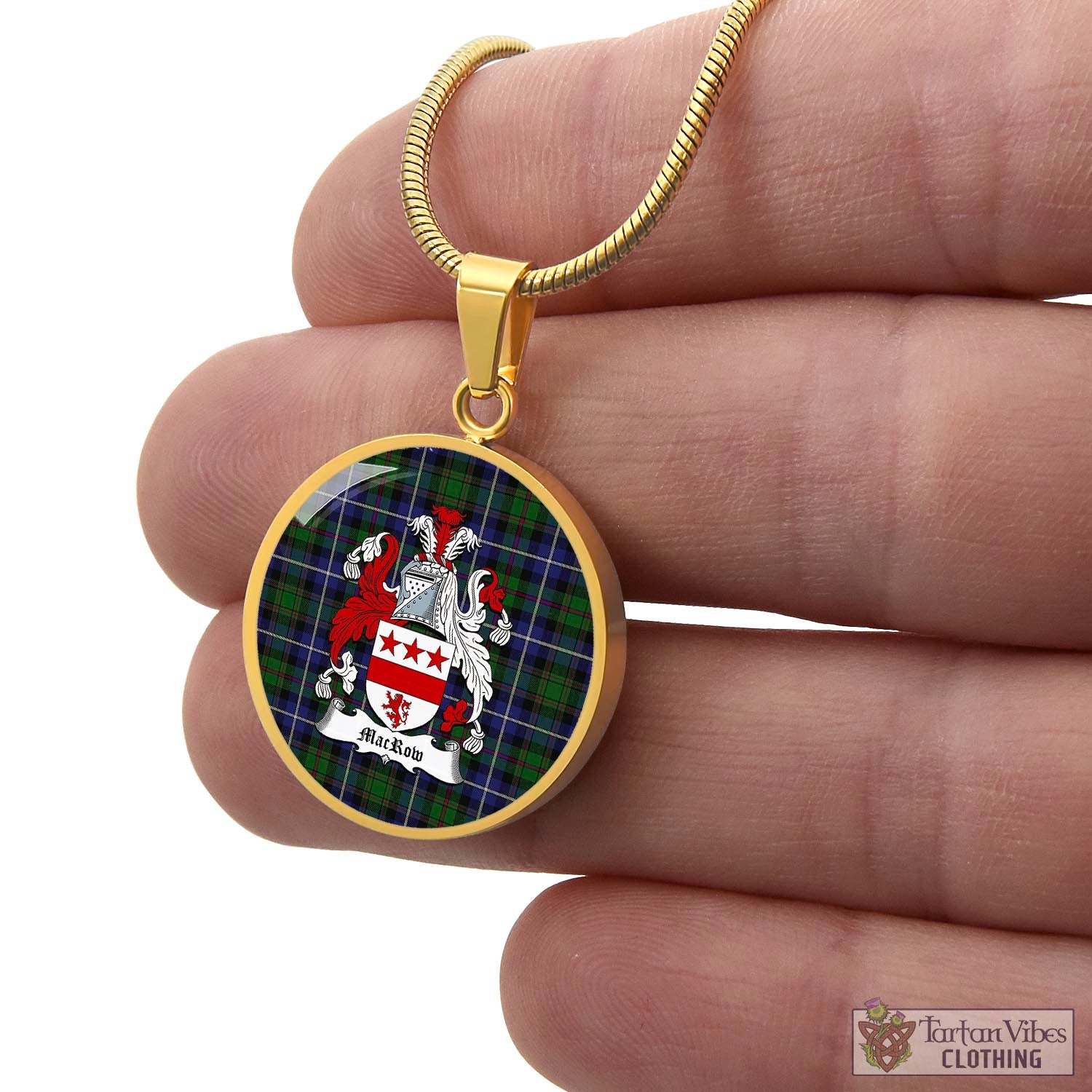 MacRow Hunting Tartan Circle Necklace with Family Crest - Tartan Vibes Clothing